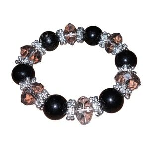 Womens Black Clear Silver Stretch Costume Bracelet